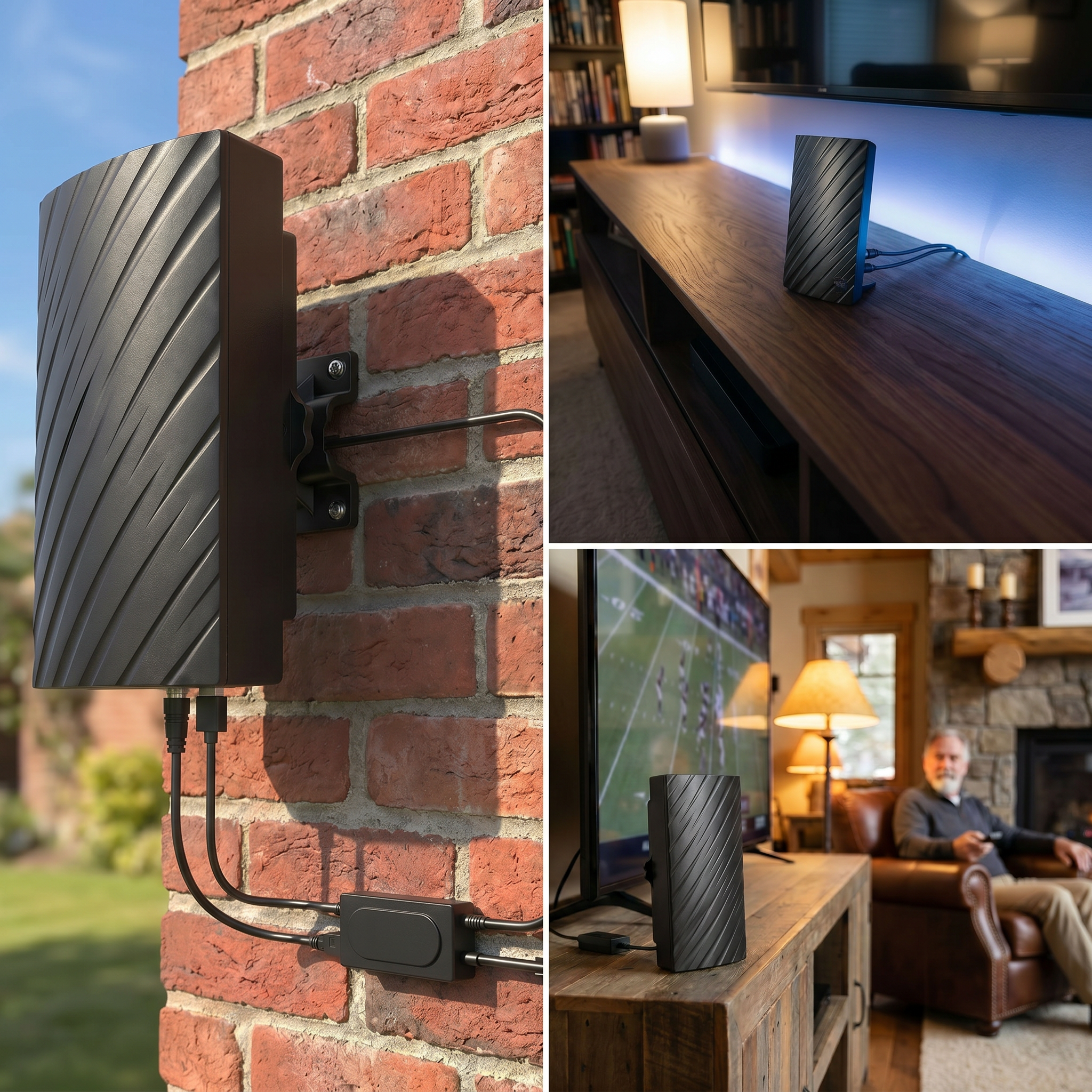 Black Indoor/Outdoor TV Antenna